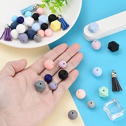 Наборы для самостоятельного изготовления подвесок-кисточек из силиконовых бусин и искусственной замши&nbsp;DIY-YW0010-10