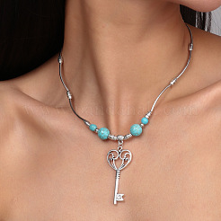 Ожерелья из сплава с синтетической бирюзой&nbsp;FS-WG9418F-01