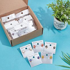 10 пара двухцветных сережек-гвоздиков и гаек ручной работы в технике миллефиори-лэмпворк&nbsp;EJEW-UN0001-55