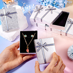 Прямоугольные бумажные коробки для хранения ювелирных наборов с бантом&nbsp;LS-CON-TAC0014-04G