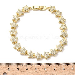 Прозрачный кубический цирконий браслет со звездочками&nbsp;BJEW-G773-01G