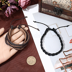 2шт 2 стиля регулируемые плетеные браслеты из воловьей кожи&nbsp;BJEW-CL0001-16