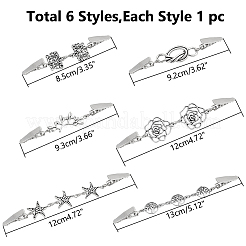 6 шт. 6 стиля ветки/морские звезды/цветы винтажный сплав и железные зажимы для кардигана&nbsp;AJEW-WR0002-09