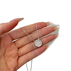 Плоские круглые со звездой 925 стерлинговое серебро микропаве кубические цирконии подвески ожерелья&nbsp;NJEW-K279-04MS