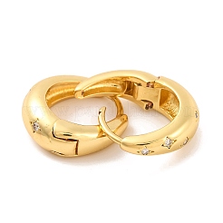 Женские серьги-кольца из латуни с прозрачным фианитом&nbsp;EJEW-U015-20G