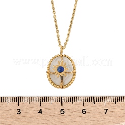 Ожерелья из нержавеющей стали 304 с подвеской в форме овала и натуральной звезды для женщин&nbsp;NJEW-Z055-05G