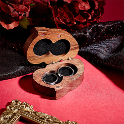 Портативные деревянные коробки для парных колец из орехового дерева&nbsp;OBOX-WH0015-03