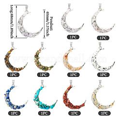 10 шт. подвески из натурального и синтетического драгоценного камня в форме лунного сплава&nbsp;PALLOY-TAC0147