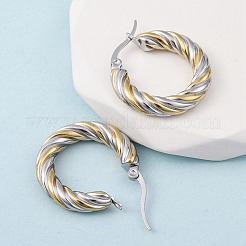 Двухцветные серьги-кольца из нержавеющей стали 304&nbsp;EJEW-B150-01D