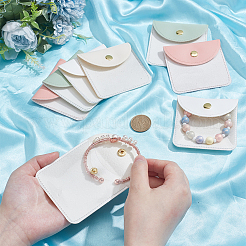 8 шт. 4 цвета pu кожаный конверт для ювелирных изделий подарочные пакеты с кнопкой и прозрачным окошком&nbsp;ABAG-PH0001-62B