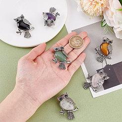 6 шт. 6 стиля подвески из цинкового сплава с натуральными драгоценными камнями&nbsp;FIND-PH0025-35