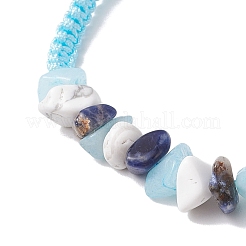 Регулируемые ромбовидные плетеные браслеты из натуральных драгоценных камней для женщин&nbsp;BJEW-JB10993-01