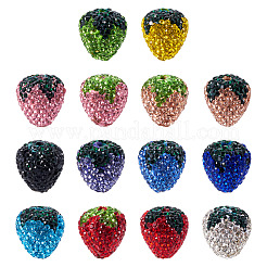 14шт 14-х цветные полимерные бусины ручной работы со стразами из глины&nbsp;CLAY-BT0001-09