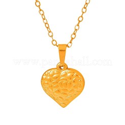 Женские ожерелья с текстурированной подвеской в форме сердца из нержавеющей стали 304&nbsp;RI7331-2