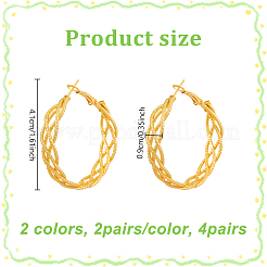 4 пара двухцветных железных сережек-колец&nbsp;EJEW-HY0001-59