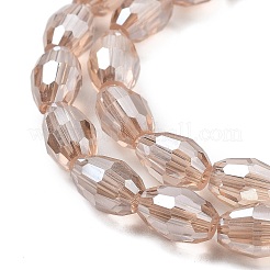 Прозрачные стеклянные бусины гальваническим пряди&nbsp;EGLA-A037-T6x8mm-B04