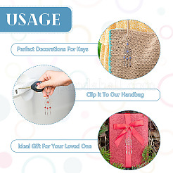 20шт 10-цветный плетеный сетчатый/паутинный стеклянный брелок с жемчужинами&nbsp;KEYC-TAC00044