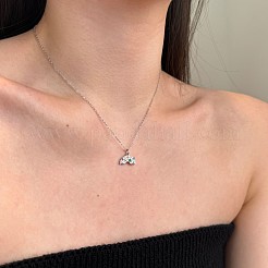 Радуга 925 стерлингового серебра микро паве кубические цирконии кулон ожерелья для женщин&nbsp;NJEW-F338-06P