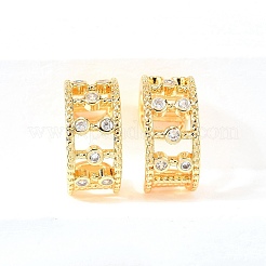 Латунные серьги-манжеты из прозрачного кубического циркония&nbsp;EJEW-F370-10G