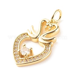Латунные микропаве прозрачные подвески с фианитом&nbsp;ZIRC-P094-07G-RS
