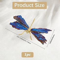 Гальванизированный сплав стрекозы натуральный турмалин дисплей украшения&nbsp;DJEW-WH20002-15G