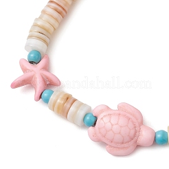 Браслеты из синтетической бирюзы и натуральных пресноводных ракушек для женщин&nbsp;BJEW-JB12020