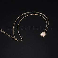 Квадратное колье с подвеской из натуральной ракушки и цепочками из нержавеющей стали&nbsp;TM4742-1