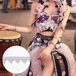 Блестящая кружевная лента из полиэстера&nbsp;OCOR-WH0080-33A