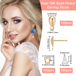 100 шт. фурнитура для сережек-гвоздиков из нержавеющей стали 304&nbsp;STAS-CN0001-12