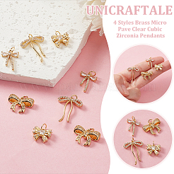 8шт 4 стиля латунные микропаве прозрачные кубические подвески из циркония&nbsp;KK-UN0003-64