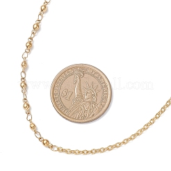 Ожерелья из цепочек с шариками из нержавеющей стали 304 с текстурированным кабелем для женщин&nbsp;NJEW-JN05596