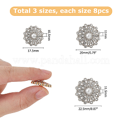 24 шт. 3 стиля пуговицы из сплава со стразами на ножке&nbsp;BUTT-HS0001-05P