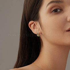 4 пара двухцветных серег-колец с микропаве из латуни и прозрачными кубическими цирконами&nbsp;EJEW-GO0003-08