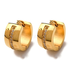 Серьги-кольца из нержавеющей стали 304 с прозрачным кубическим цирконием&nbsp;EJEW-D331-08A-G