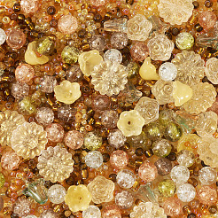 40 шт. 4 вида прозрачных стеклянных бусин-цветочков&nbsp;GLAA-TA0003-50