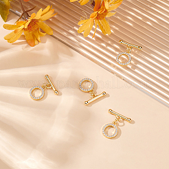 4шт латунь микро проложить прозрачные фианиты застежки-тоггл&nbsp;KK-LP0001-42