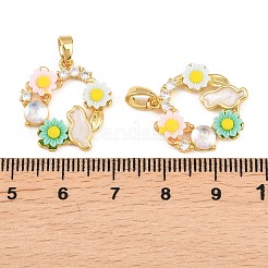 Латунные микропаве прозрачные подвески с фианитом&nbsp;KK-H262-15G