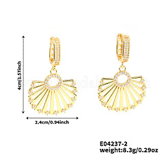 Модные полые веерные серьги-кольца из латуни с прозрачным кубическим цирконием&nbsp;AG2862-2