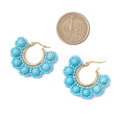 Круглые серьги-кольца с ракушечным жемчугом&nbsp;EJEW-MZ00662