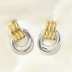 Двухцветные серьги-гвоздики из нержавеющей стали 304&nbsp;EJEW-A124-01E
