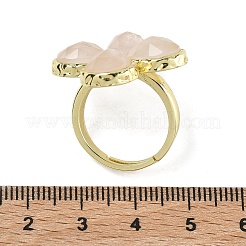 Регулируемые кольца на палец из натурального розового кварца с гранями для женщин&nbsp;RJEW-A092-01G-15