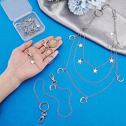 4 шт. 4 стиля сплав луна звезда подвески латунные удлинительные цепочки для сумок&nbsp;HJEW-PH02076
