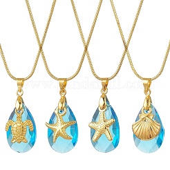 Подвеска в виде капли из морского сплава и граненого стекла&nbsp;NJEW-JN05915-01