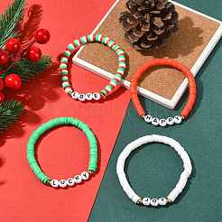 4 комплект браслетов ручной работы из полимерной глины с бусинами хейши&nbsp;BJEW-FS00030