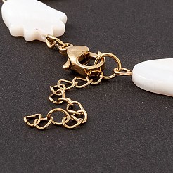 Браслет-цепочка из звеньев тюльпана из натуральной ракушки&nbsp;BJEW-C015-04G