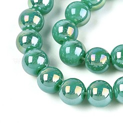 Гальванические непрозрачные стеклянные бусины&nbsp;GLAA-T032-P8mm-AB12A