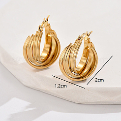 Настоящие многослойные серьги-кольца из нержавеющей стали 304 с покрытием из 18-каратного золота&nbsp;UF5198-4