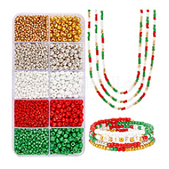 3500 шт. 10 вида стеклянных круглых бусин&nbsp;SEED-PH0002-15