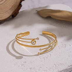 Браслет-манжета для женщин из нержавеющей стали 304 с многослойным покрытием из кубического циркония&nbsp;UB1438