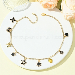 Звезда сердце цветок нержавеющая сталь 304 ожерелья-цепочки с кабелем&nbsp;NJEW-FS00009